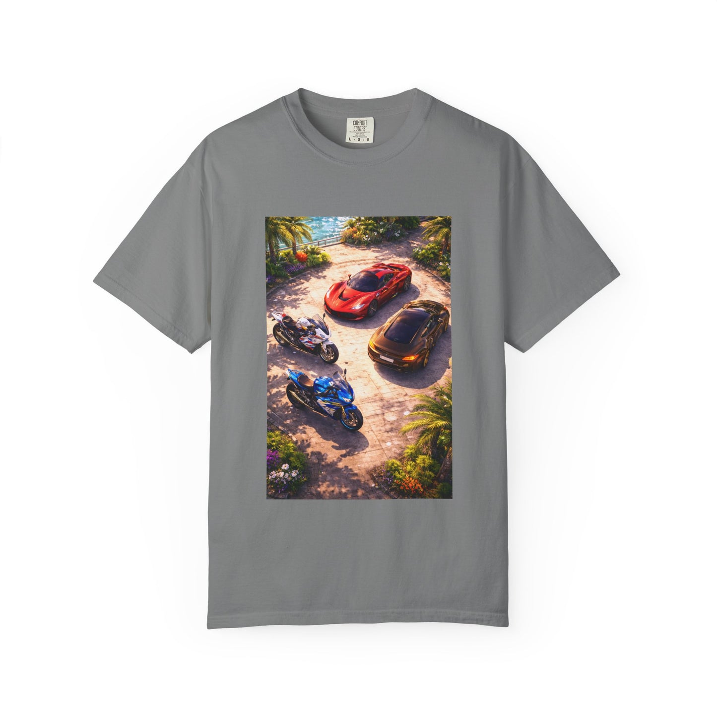 MULTI-VEHICLE - T-Shirt — Tropical Sports Cars & Motorbikes Print