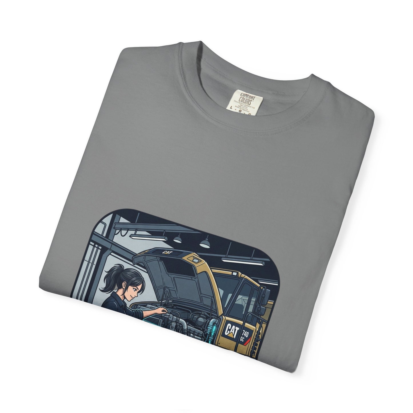 Mechanic Garage Scene T-Shirt — Vintage Truck Repair Illustration