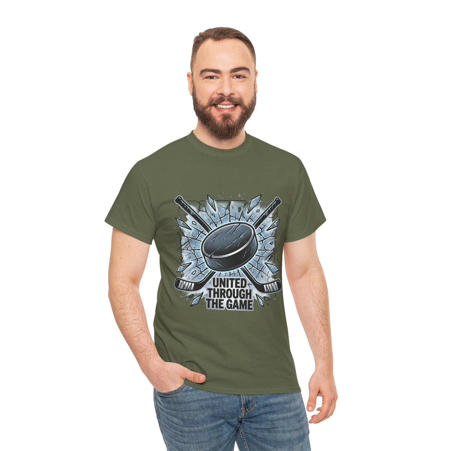 Hockey T-Shirt — "United Through the Game" Graphic Tee