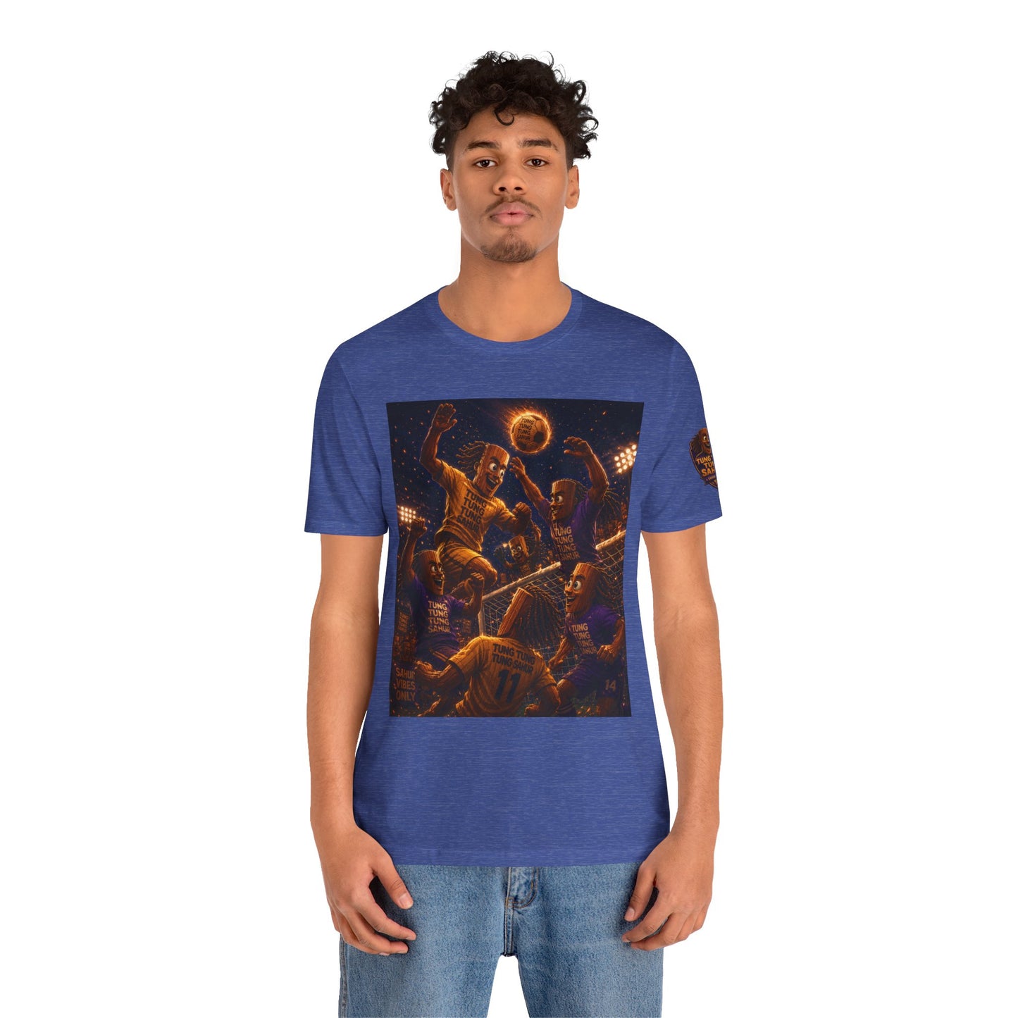 Tung Tung Tung Sahur Header Goal Soccer Action Graphic Tee — Team Court Night Design