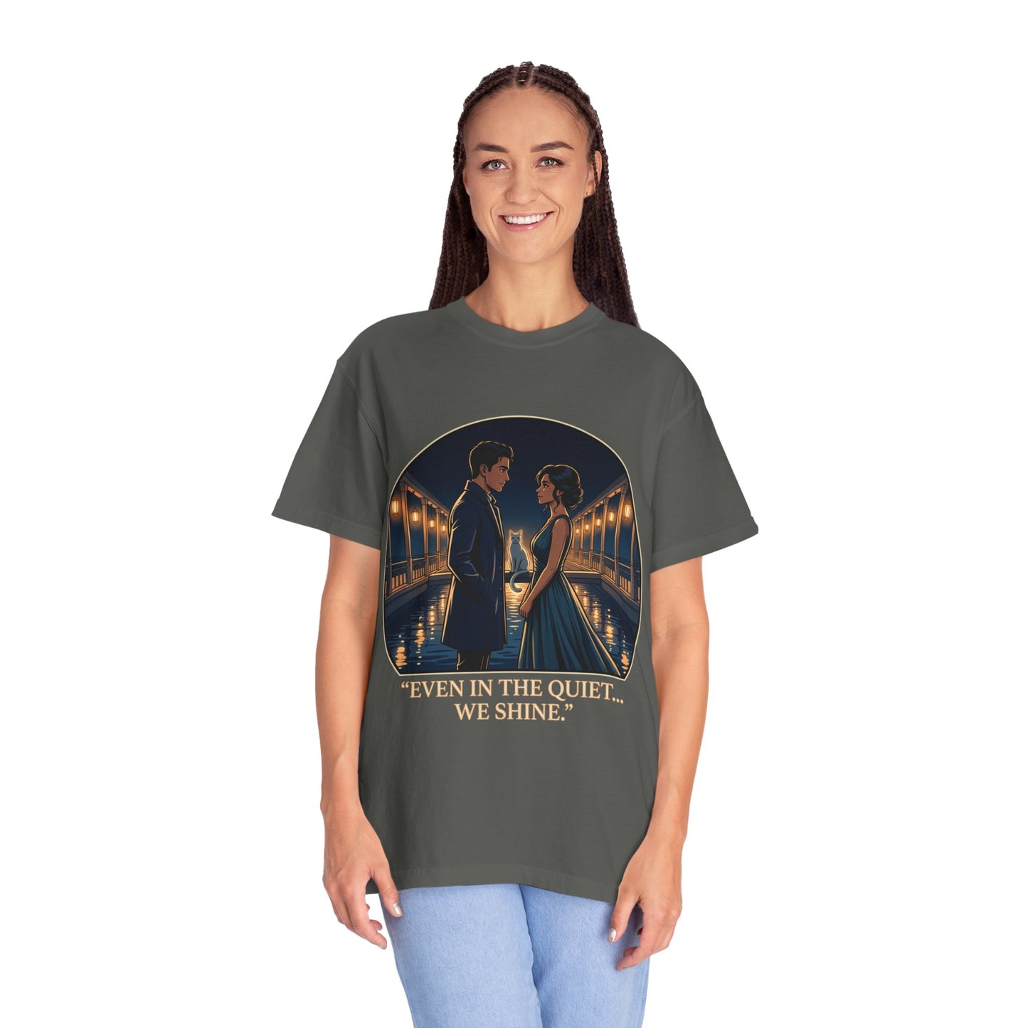 Romantic Night Stroll T-Shirt — "Even in the Quiet... We Shine" Graphic Tee