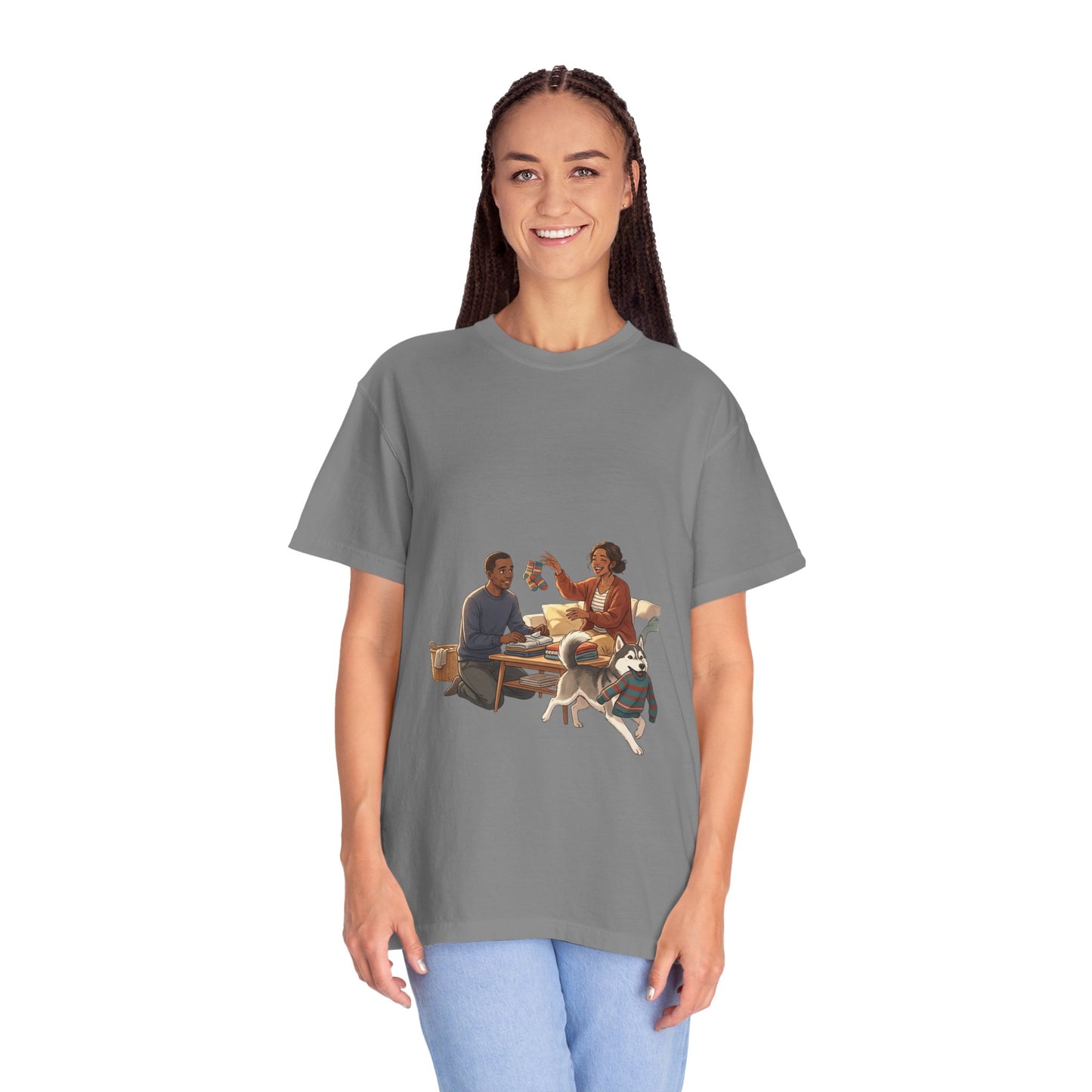 Picnic Cheers T-Shirt — Vintage Couple & Dog Illustration Tee