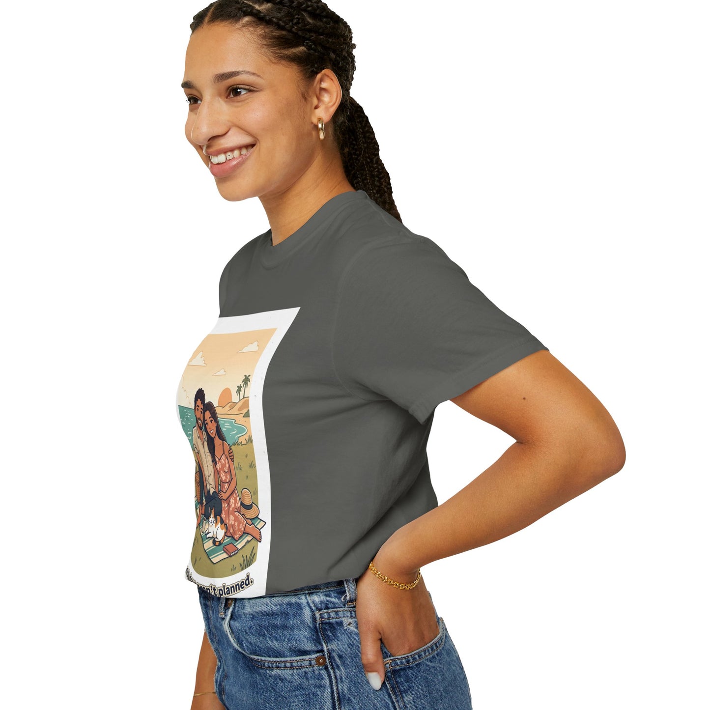 Beach Picnic Couple T‑Shirt — “The best days aren’t planned.” Relaxed Vacation Tee