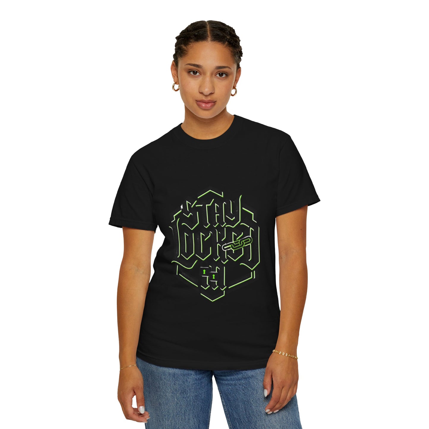 Stay Locked In T-Shirt — Bold Gothic Logo Tee