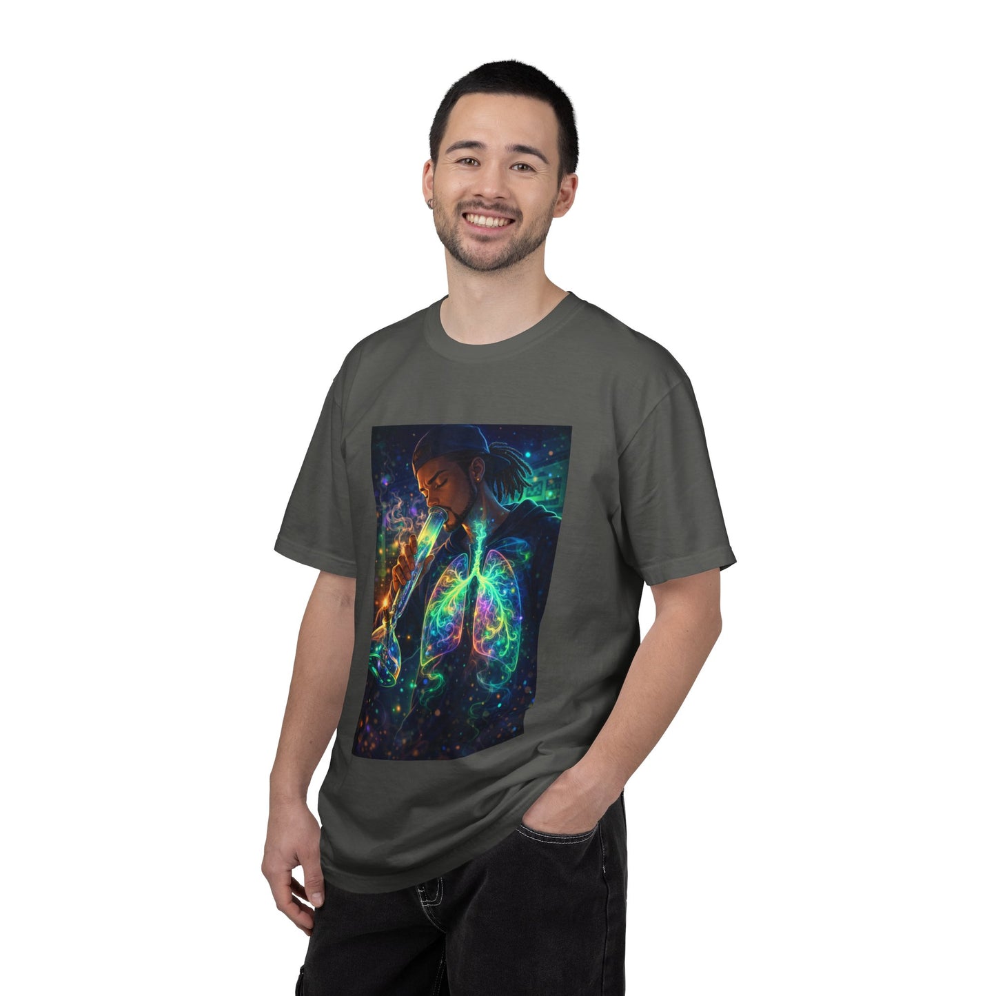 Cosmic Lungs T-Shirt — Neon Anatomical Art Tee