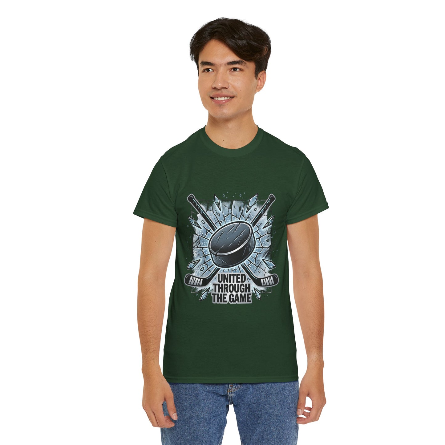 Hockey T-Shirt — "United Through the Game" Graphic Tee