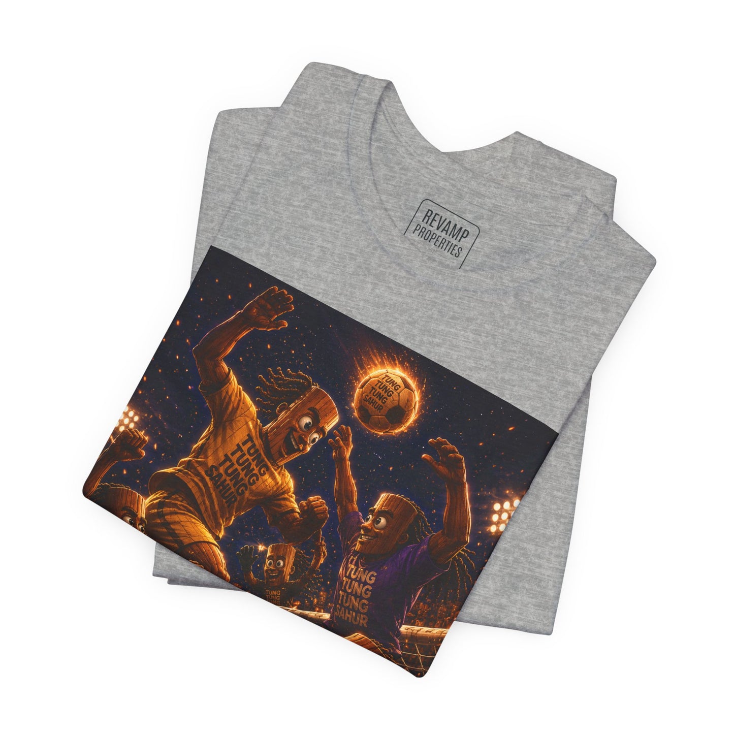 Tung Tung Tung Sahur Header Goal Soccer Action Graphic Tee — Team Court Night Design