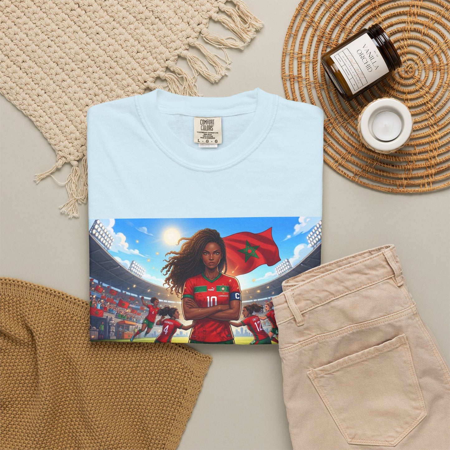Morocco Soccer Champion Graphic T-Shirt — Inspiring Women’s Football Stadium Design