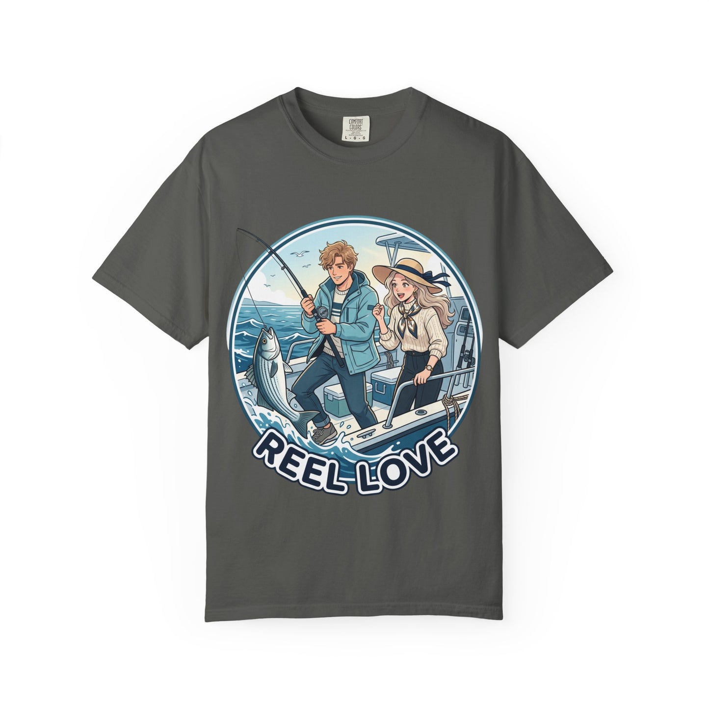 Reel Love Fishing T-Shirt — Cute Couple Anglers Graphic Tee