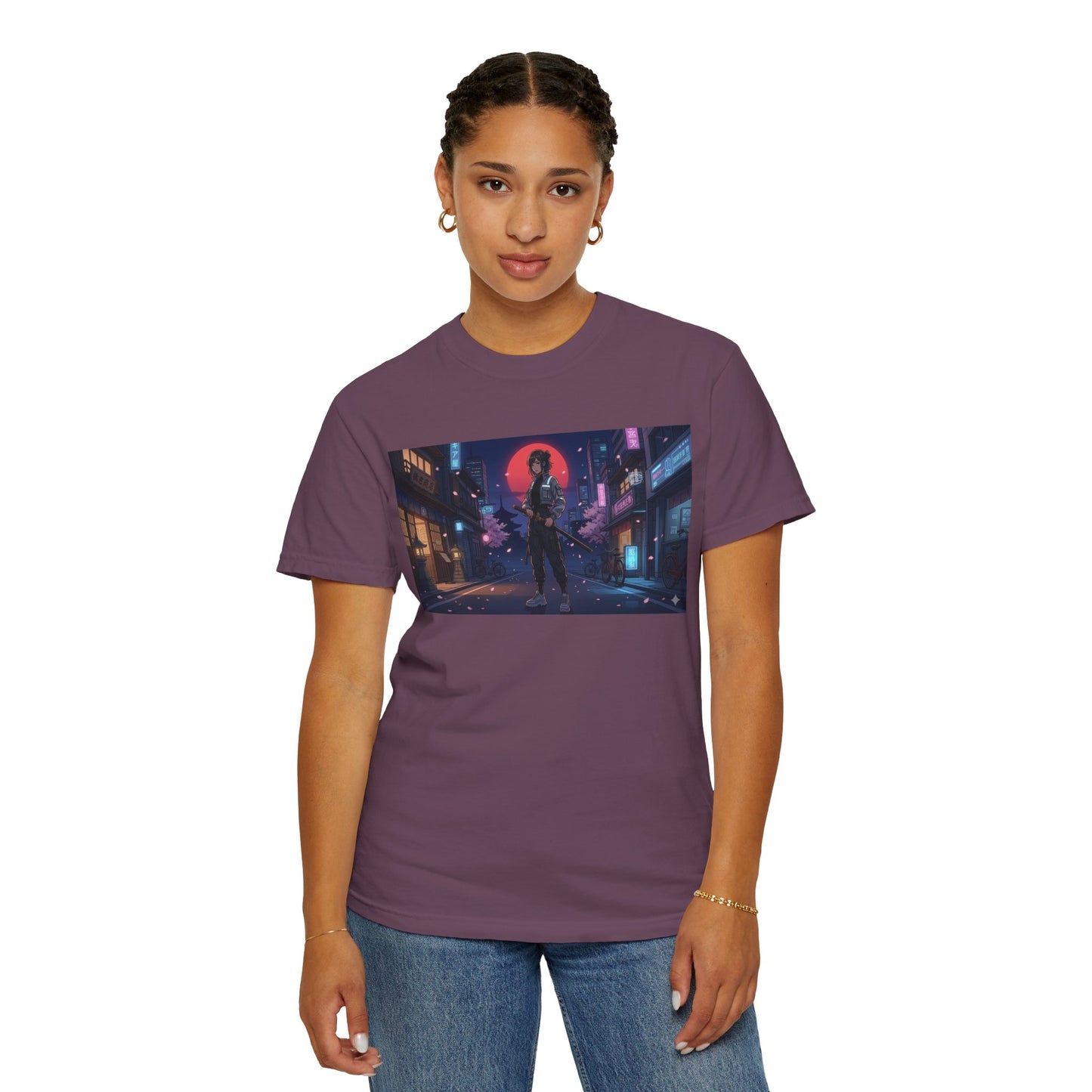Cyberpunk Samurai T-Shirt — Neon Night Street Art Tee