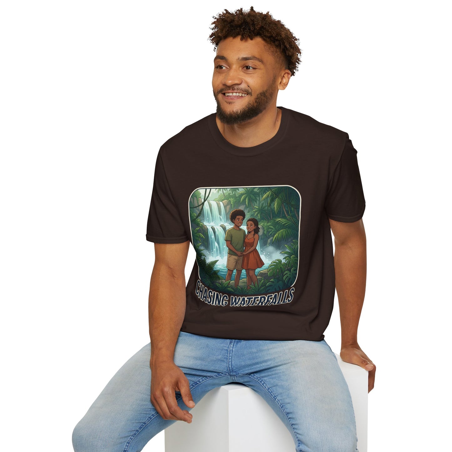 Chasing Waterfalls T-Shirt — Couple Adventure Graphic Tee