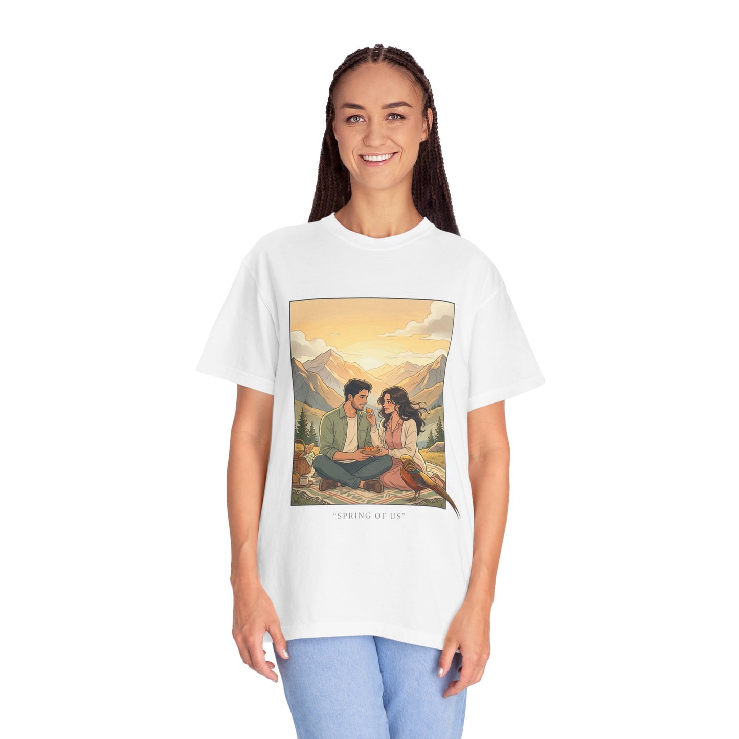 Couples Mountain Picnic T-Shirt — 'Opening Up' Scenic Graphic Tee