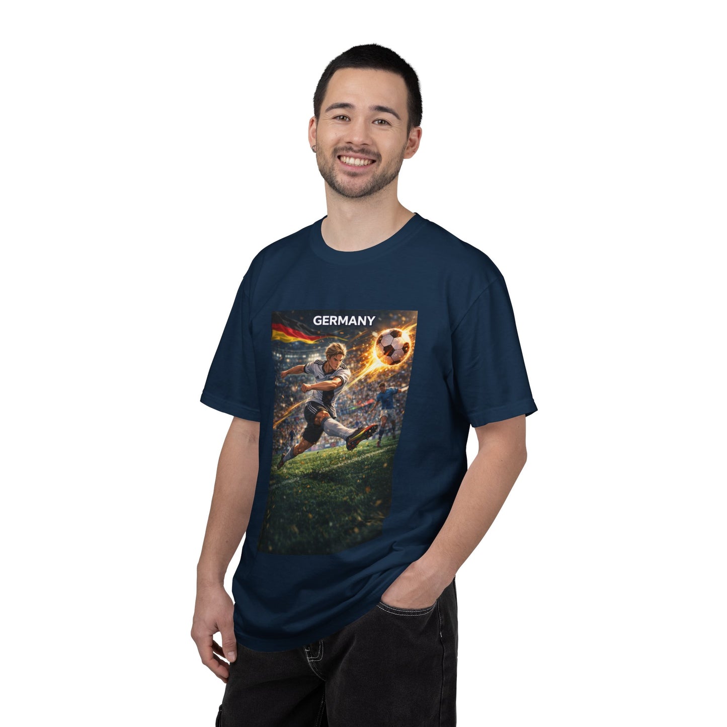 Germany Soccer Player Graphic T-Shirt — Retro Football Stadium Print