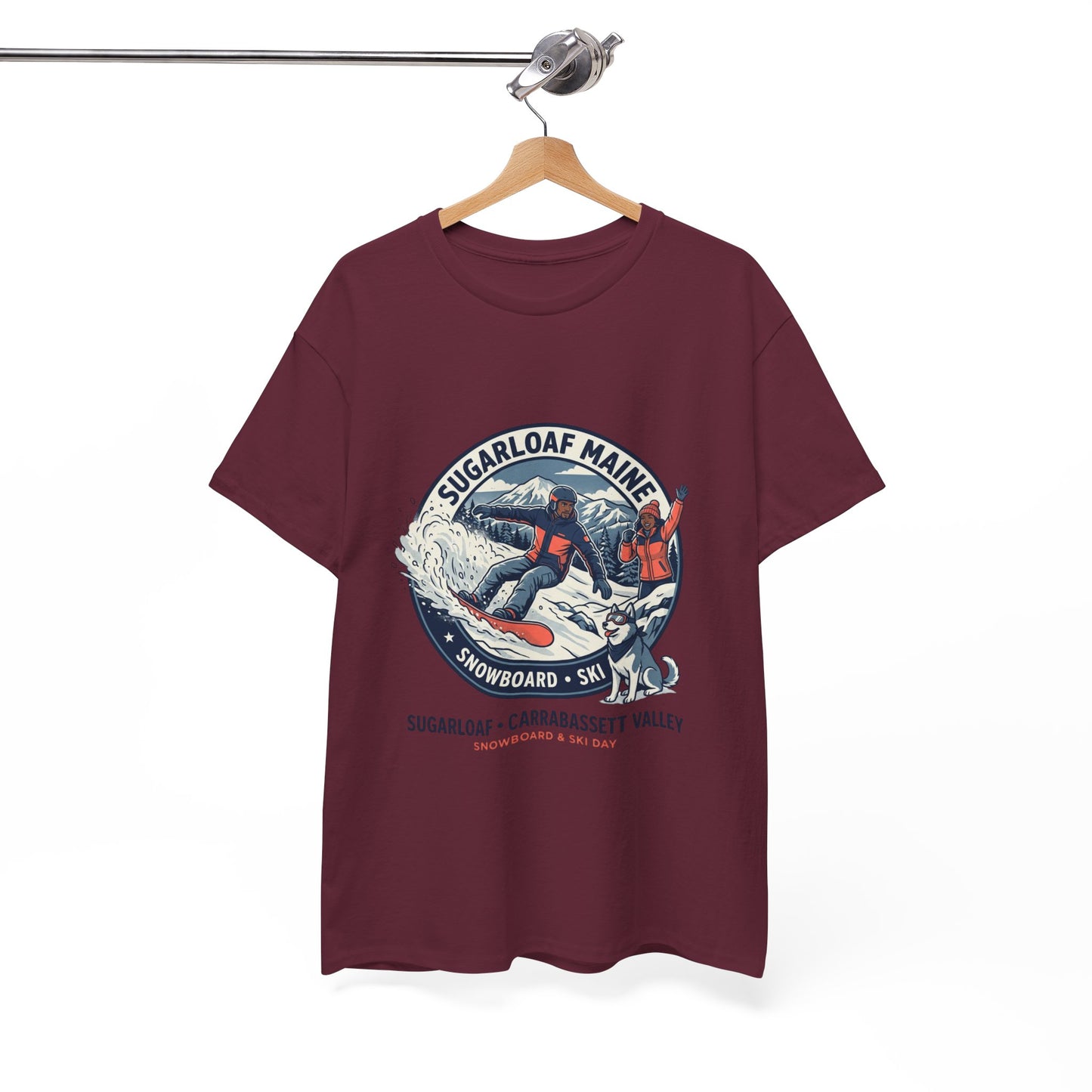 Sugarloaf Maine Snowboard & Ski T‑Shirt — Sugarloaf‑Carrabassett Valley Retro Graphic Tee