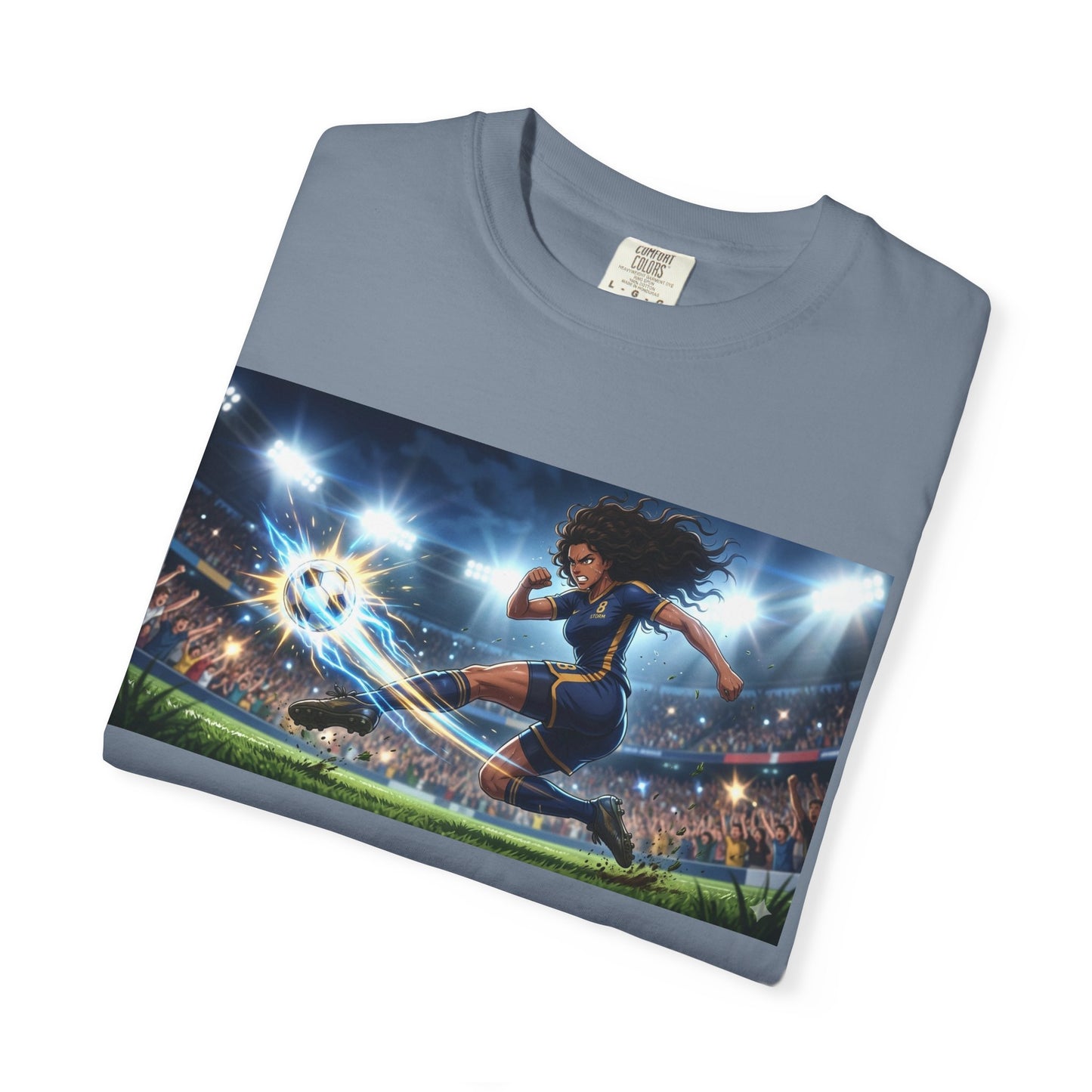 Soccer Kick Graphic T-Shirt — Energetic Stadium Football Design