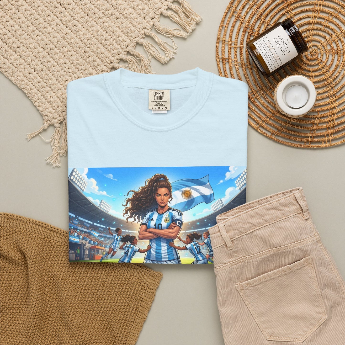Argentina Soccer Heroine Stadium T-Shirt – Female Soccer Player Graphic Tee