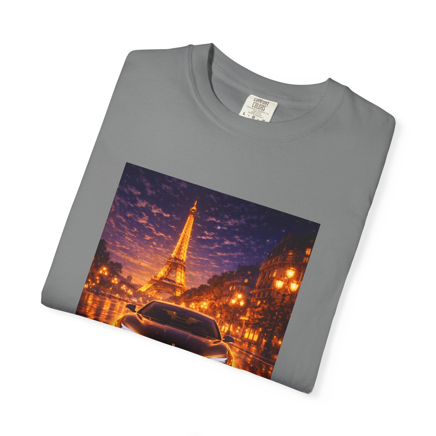 Paris Night Drive T-Shirt — Eiffel Tower Car Scene