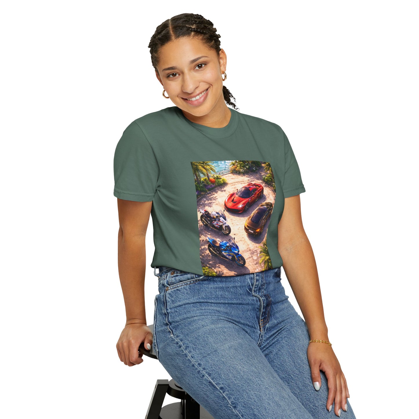 MULTI-VEHICLE - T-Shirt — Tropical Sports Cars & Motorbikes Print