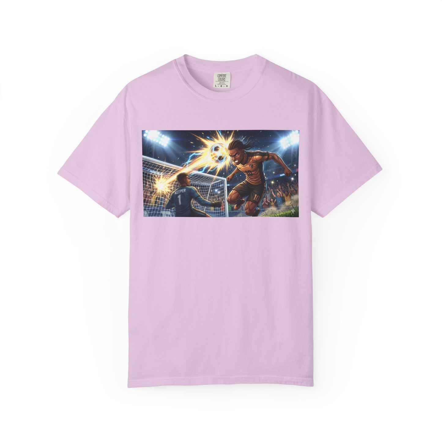 Soccer Goal Celebration T-Shirt — Action Football Scene Graphic Tee