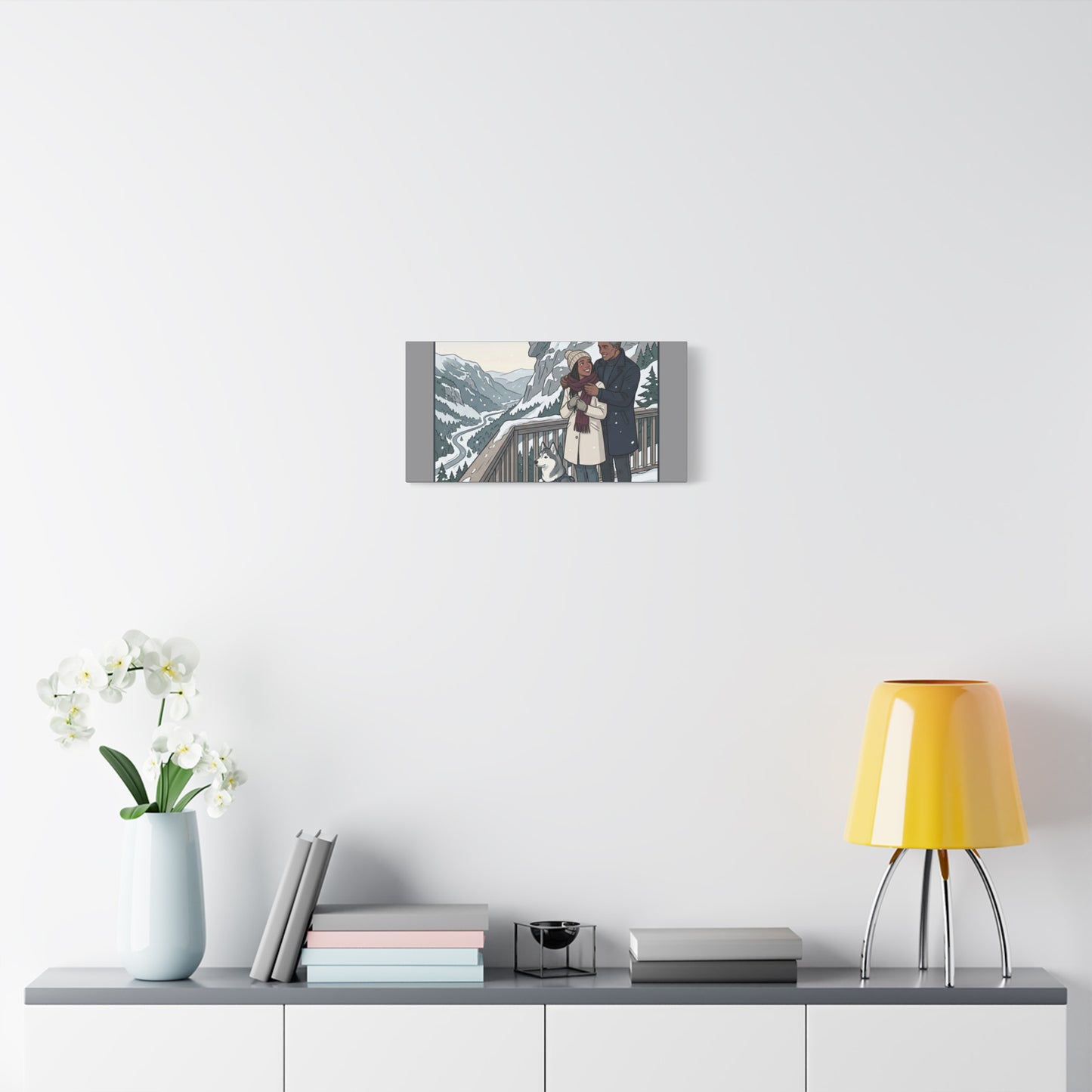 Franconia Notch Winter Couple Canvas Wall Art — Scenic New Hampshire Snowy Overlook Print