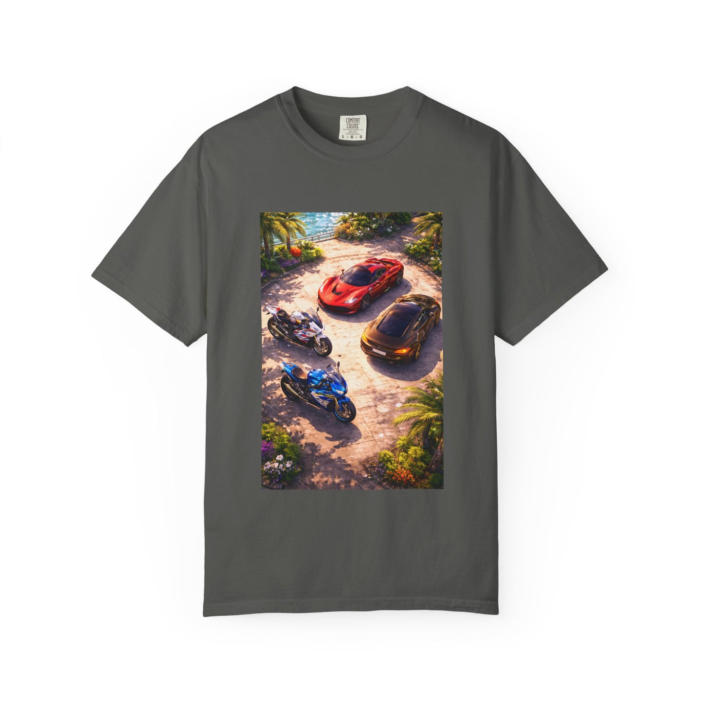 MULTI-VEHICLE - T-Shirt — Tropical Sports Cars & Motorbikes Print