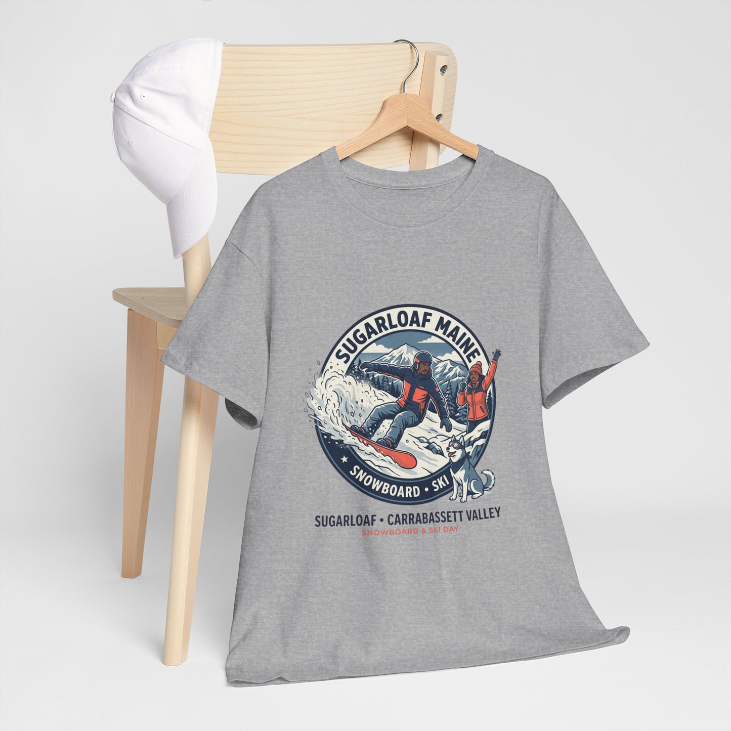 Sugarloaf Maine Snowboard & Ski T‑Shirt — Sugarloaf‑Carrabassett Valley Retro Graphic Tee