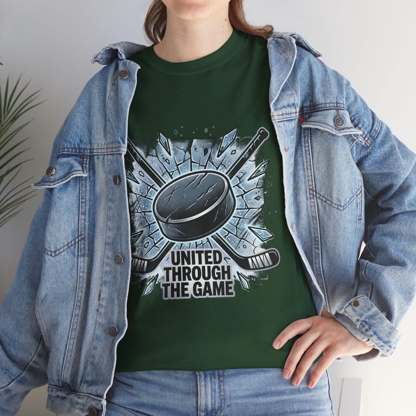 Hockey T-Shirt — "United Through the Game" Graphic Tee