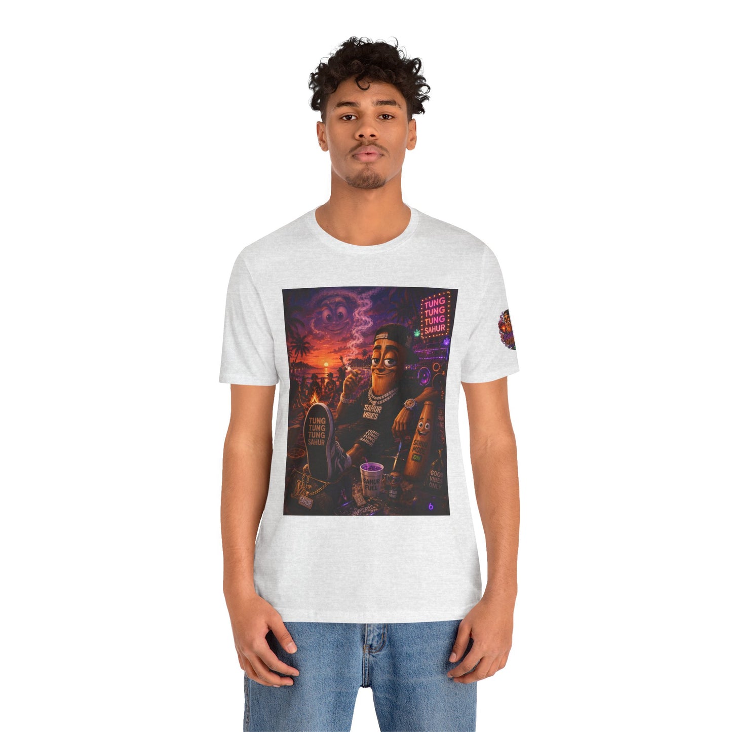 Tung Tung Tung Sahur Laid-Back Nightlife Graphic Tee — "Things Take Time" Urban Cartoon Design