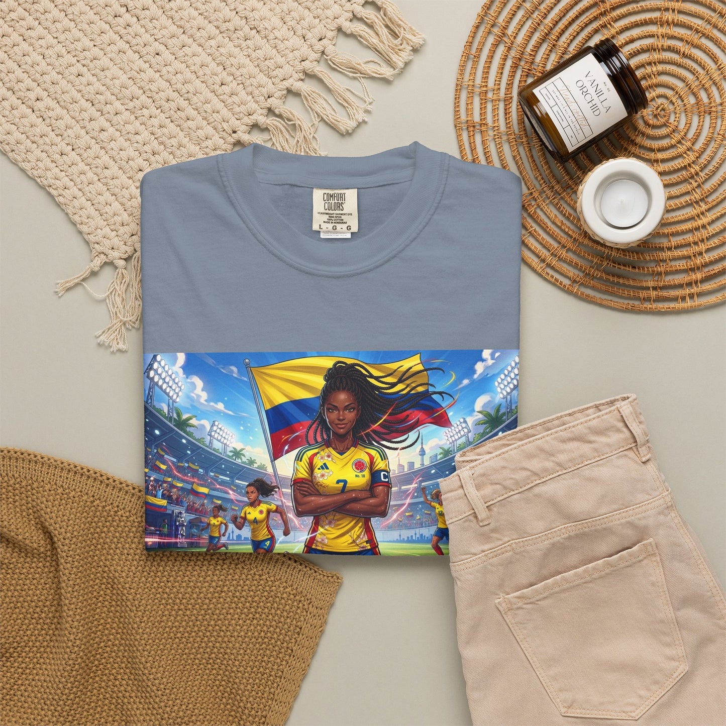 Soccer Champion Graphic T-Shirt — Woman Goalkeeper Stadium Art