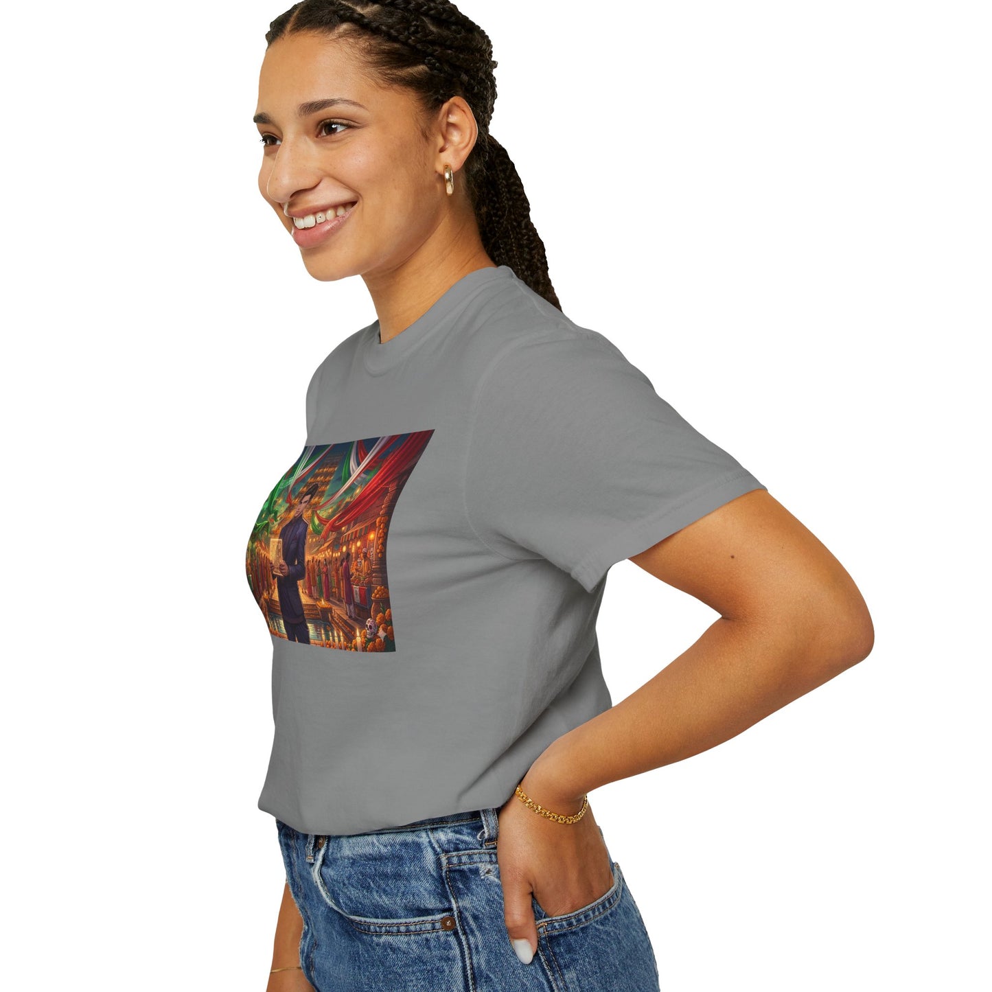 T-Shirt — Dragon Temple Night Scene Graphic Tee (Monk with Dragons)