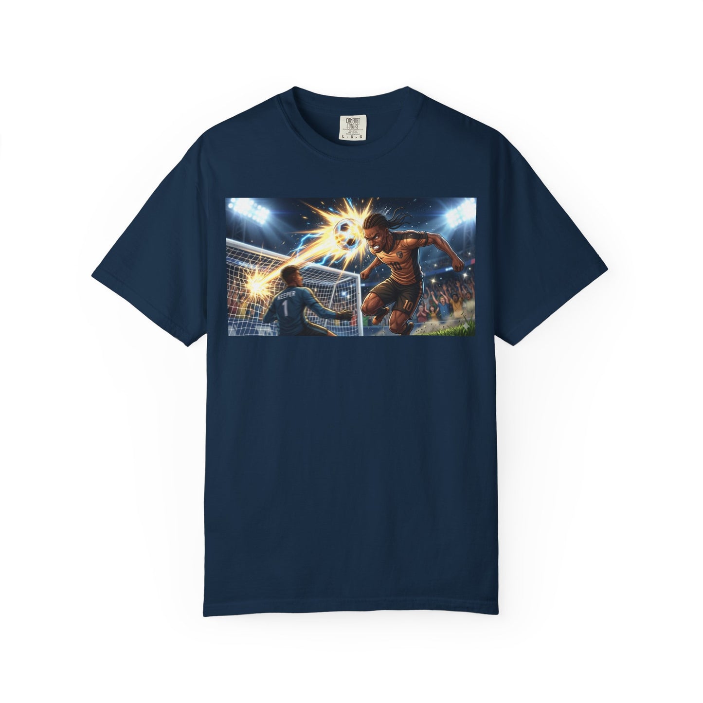 Soccer Goal Explosion T-Shirt — Action-Packed Football Graphic Tee