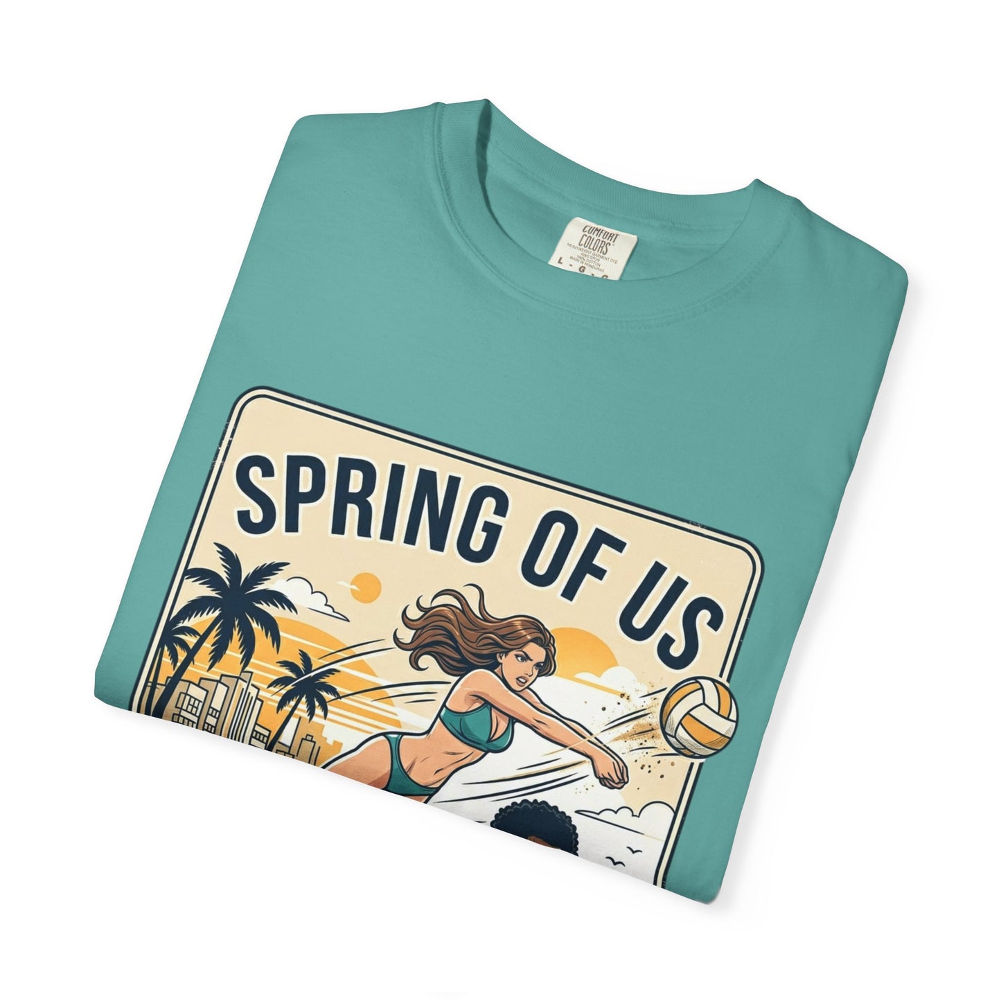 Spring of Us Beach Volleyball T-Shirt — Miami, Florida Retro Sun & Palm Tee