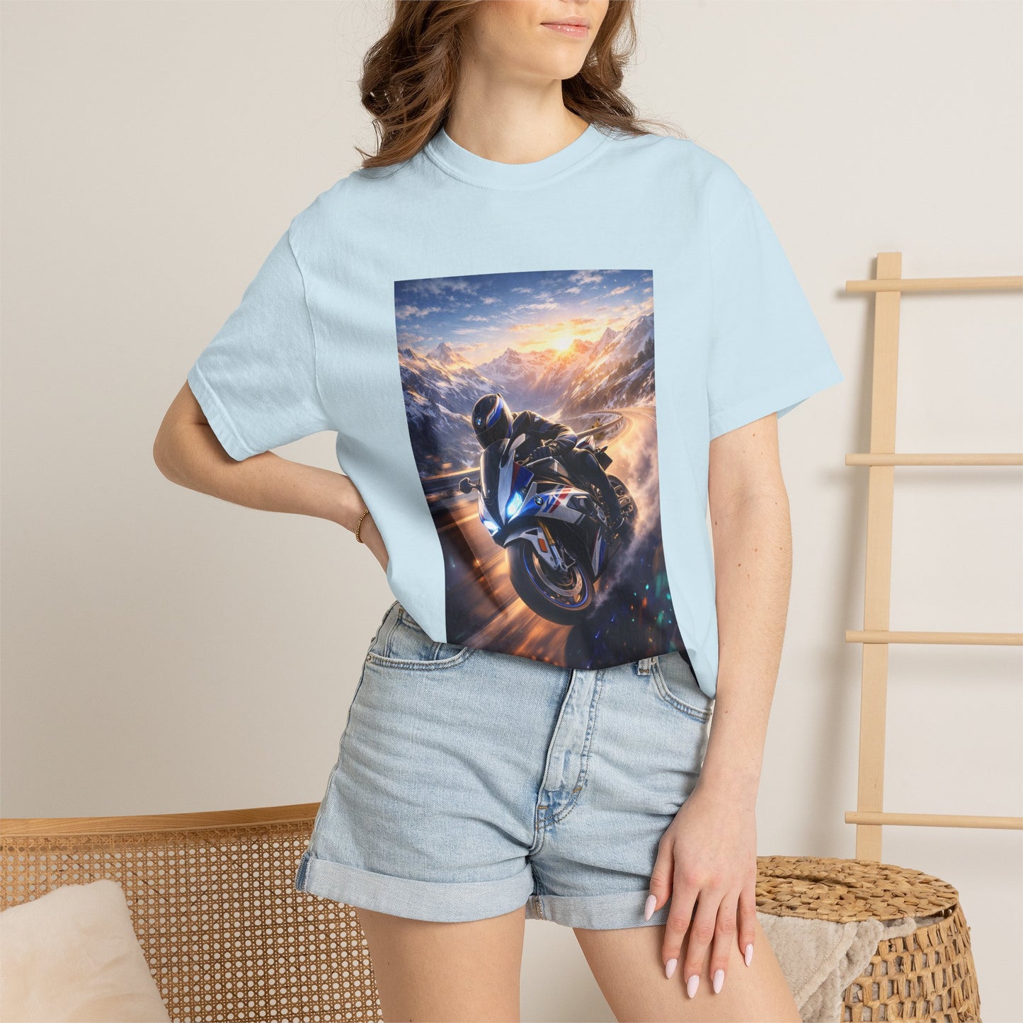 BMW S1000RR ALPINE GHOST RIDE - T‑Shirt — Sportbike Skyline Graphic Tee