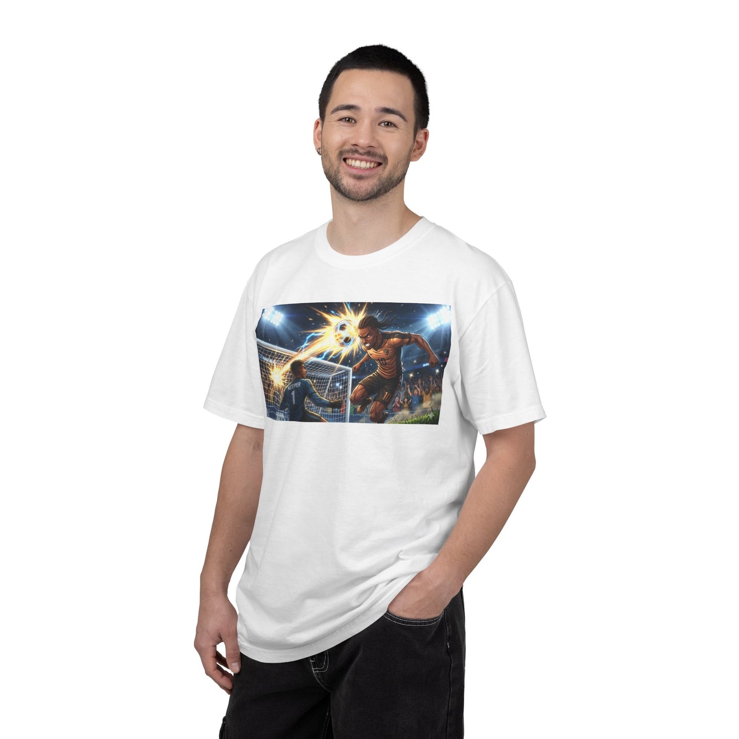 Soccer Goal Explosion T-Shirt — Action-Packed Football Graphic Tee
