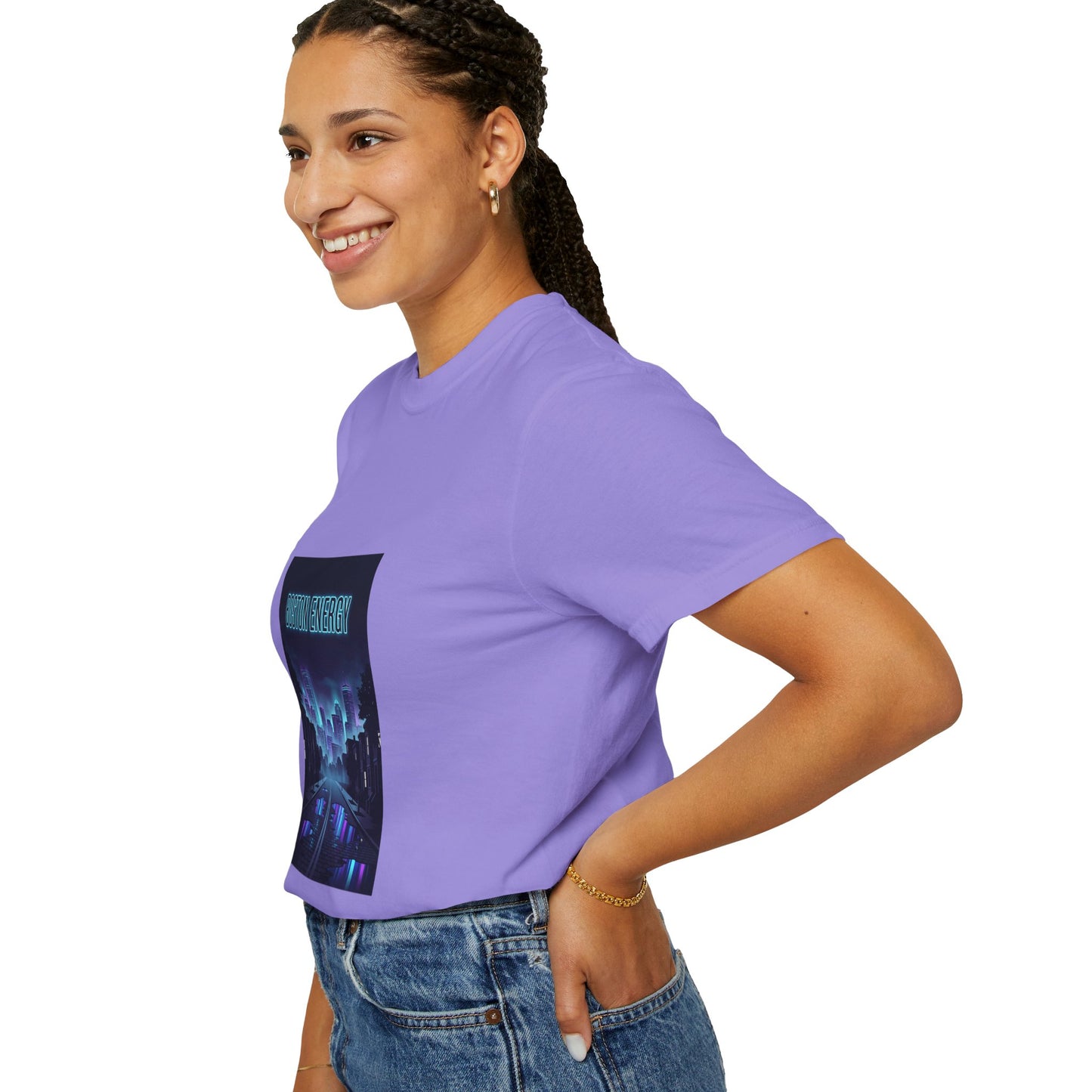 T-Shirt — "Boston Energy" Neon Cityscape Graphic Tee