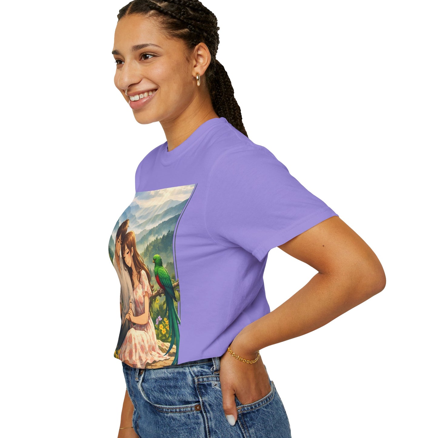 Romantic Anime Couple T-Shirt — Sunset Meadow Illustration