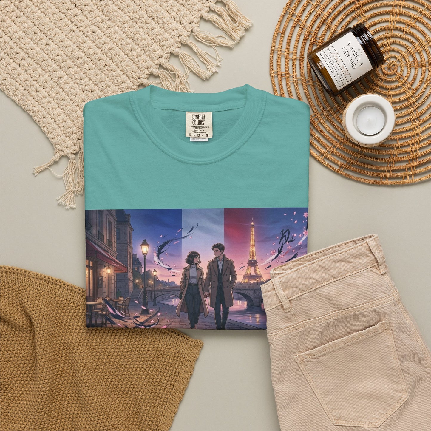 T-Shirt — Romantic City Night Stroll Illustration