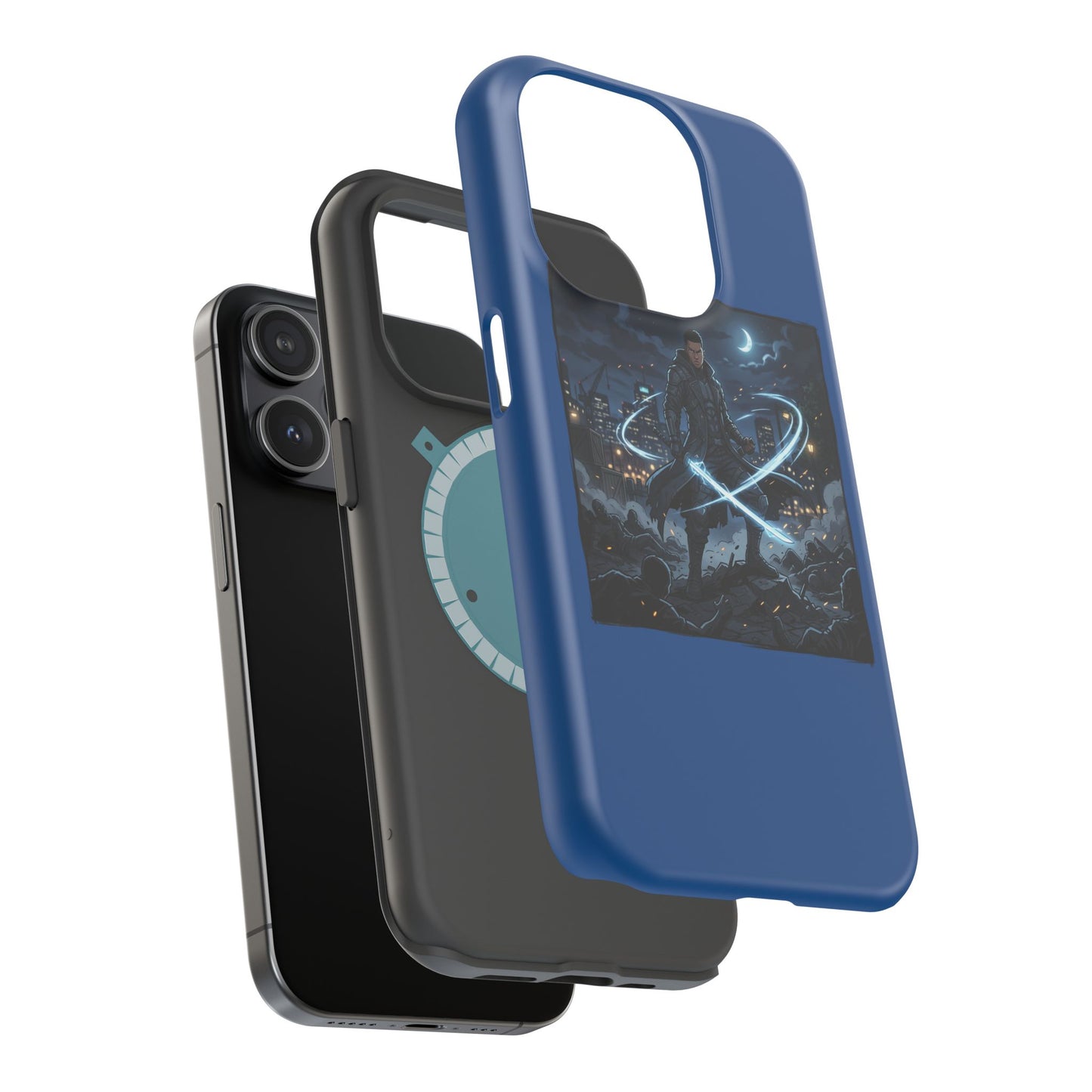 Magnetic Impact-Resistant Phone Case — Night Warrior Sci‑Fi Design