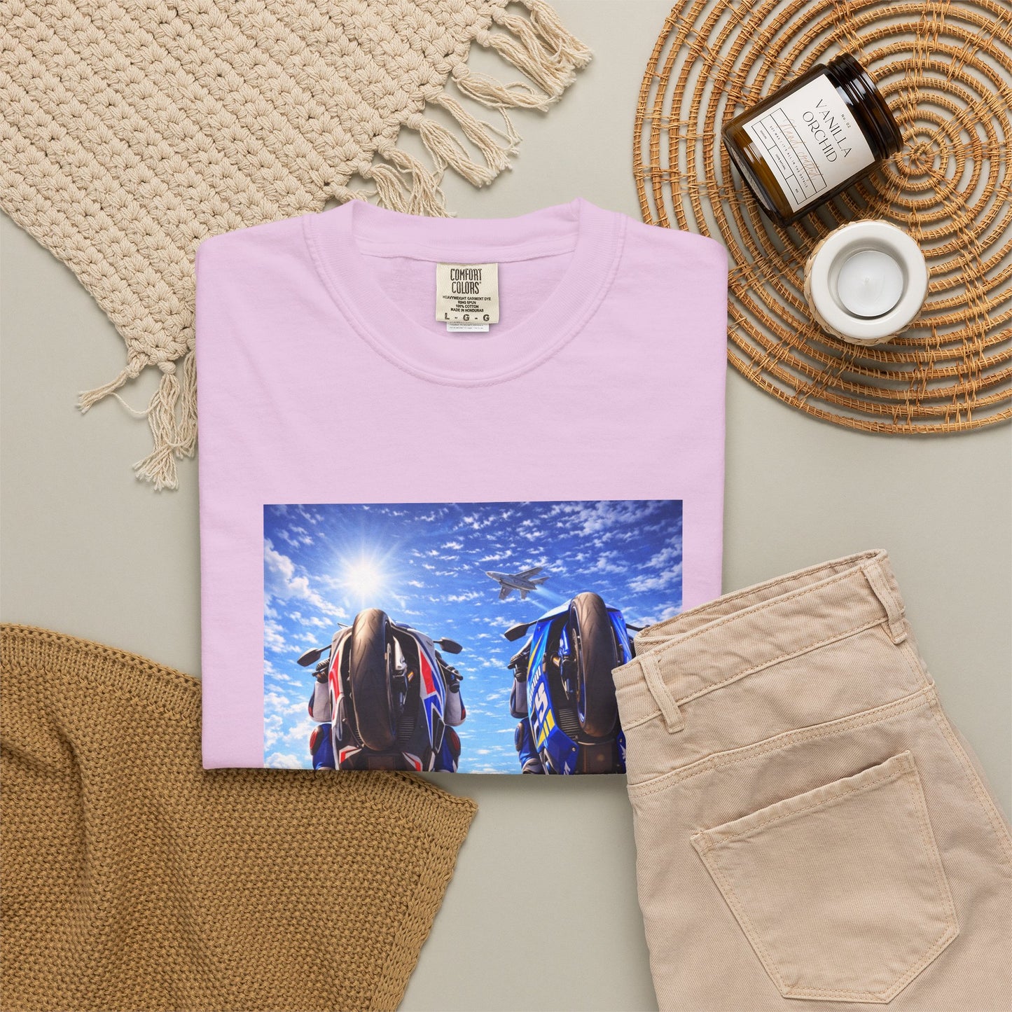 Motorcycle Sunset T-Shirt — Two Bikes Riding Into the Horizon