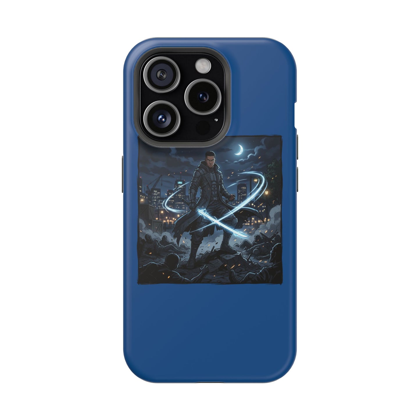 Magnetic Impact-Resistant Phone Case — Night Warrior Sci‑Fi Design