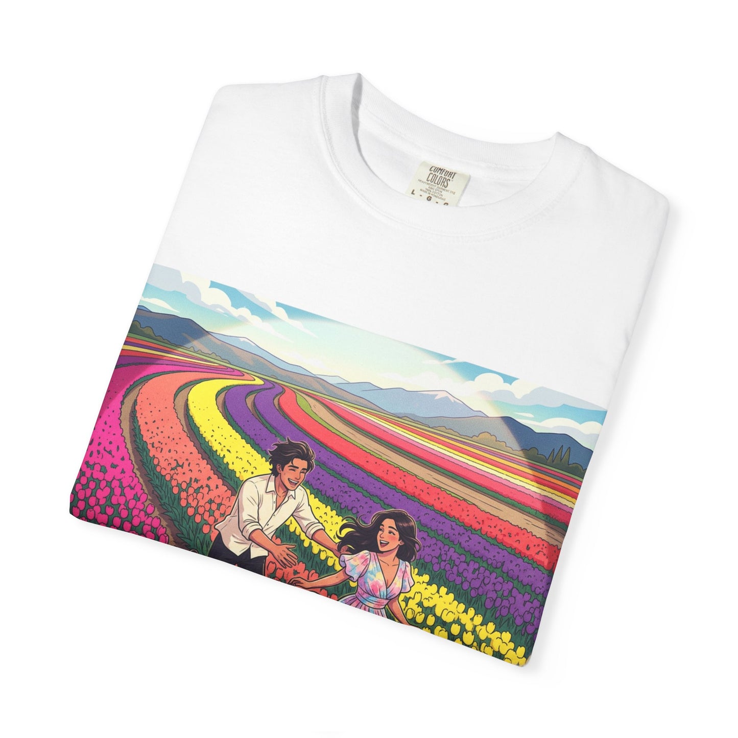 Spring of Us T-Shirt — Floral Field Vintage Couple Graphic Tee