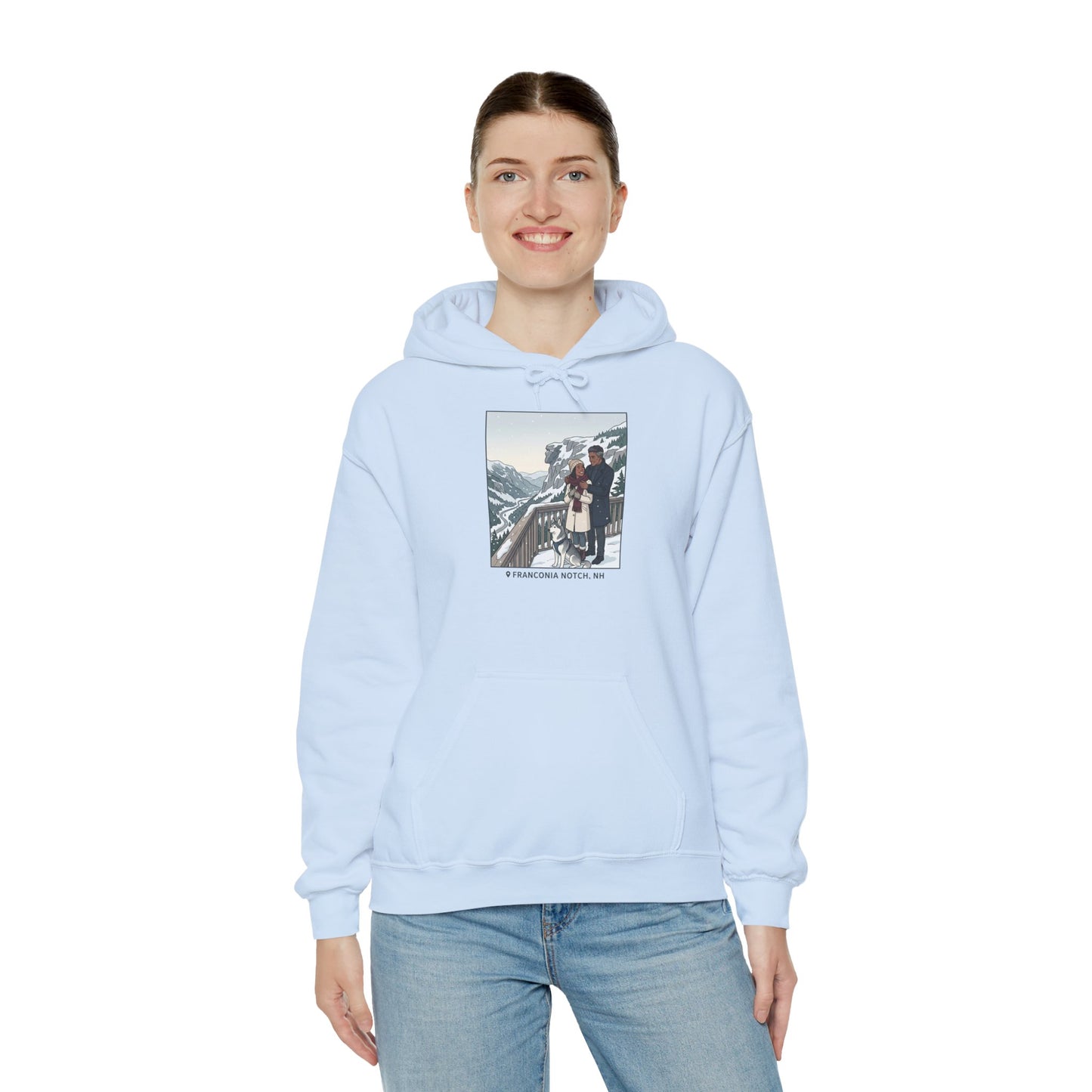 Winter Couple Photo Hoodie — Vintage Alps Travel Graphic Sweatshirt