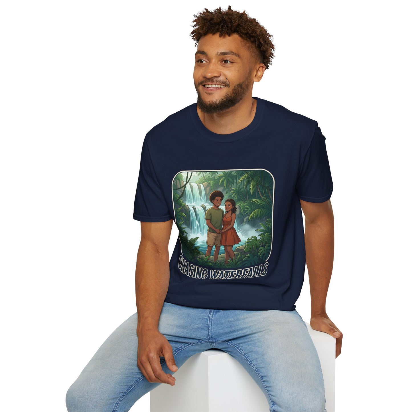 Chasing Waterfalls T-Shirt — Couple Adventure Graphic Tee