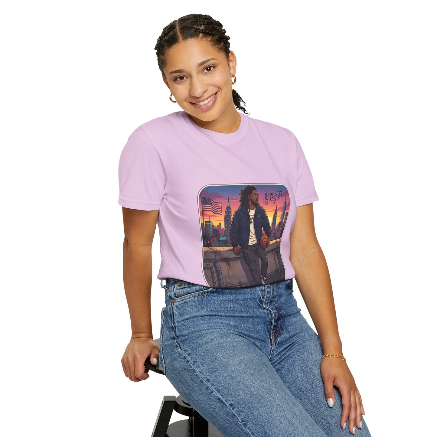 City Sunset Basketball Player T-Shirt — Urban Hoop Lifestyle Tee