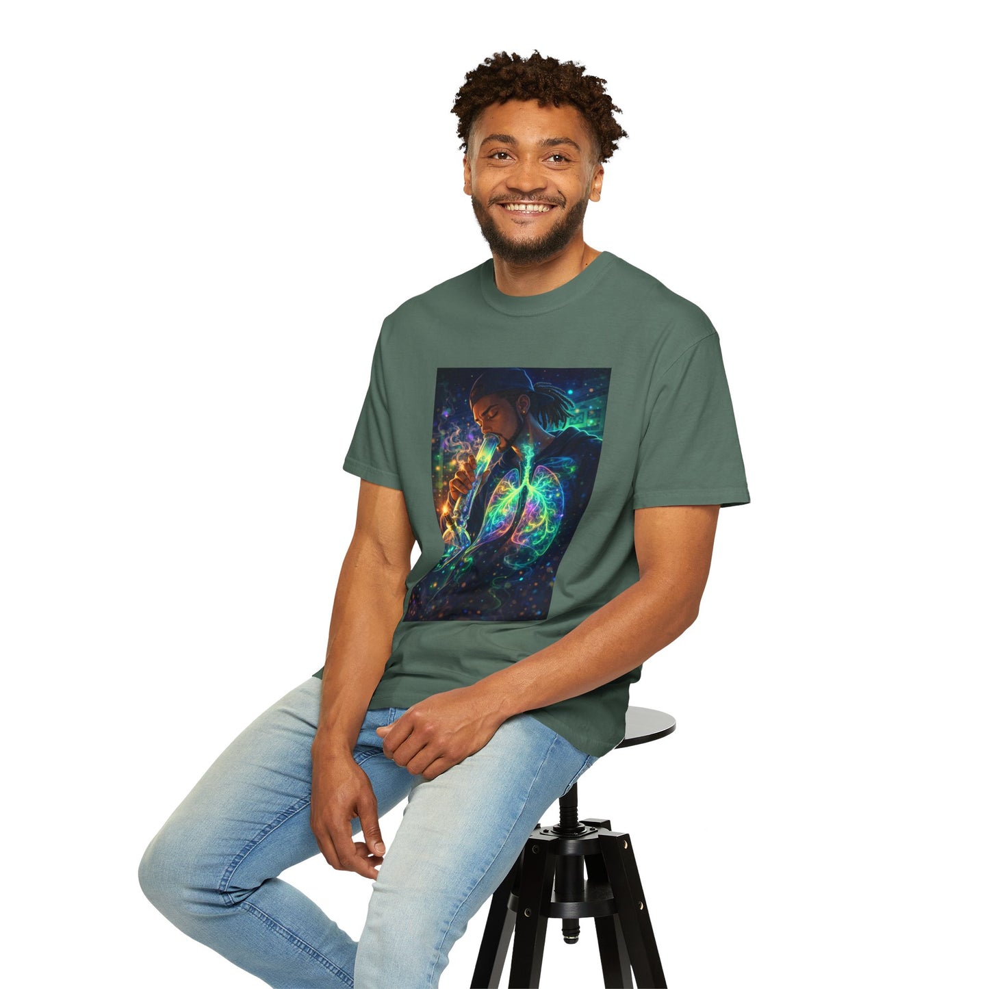 Cosmic Lungs T-Shirt — Neon Anatomical Art Tee