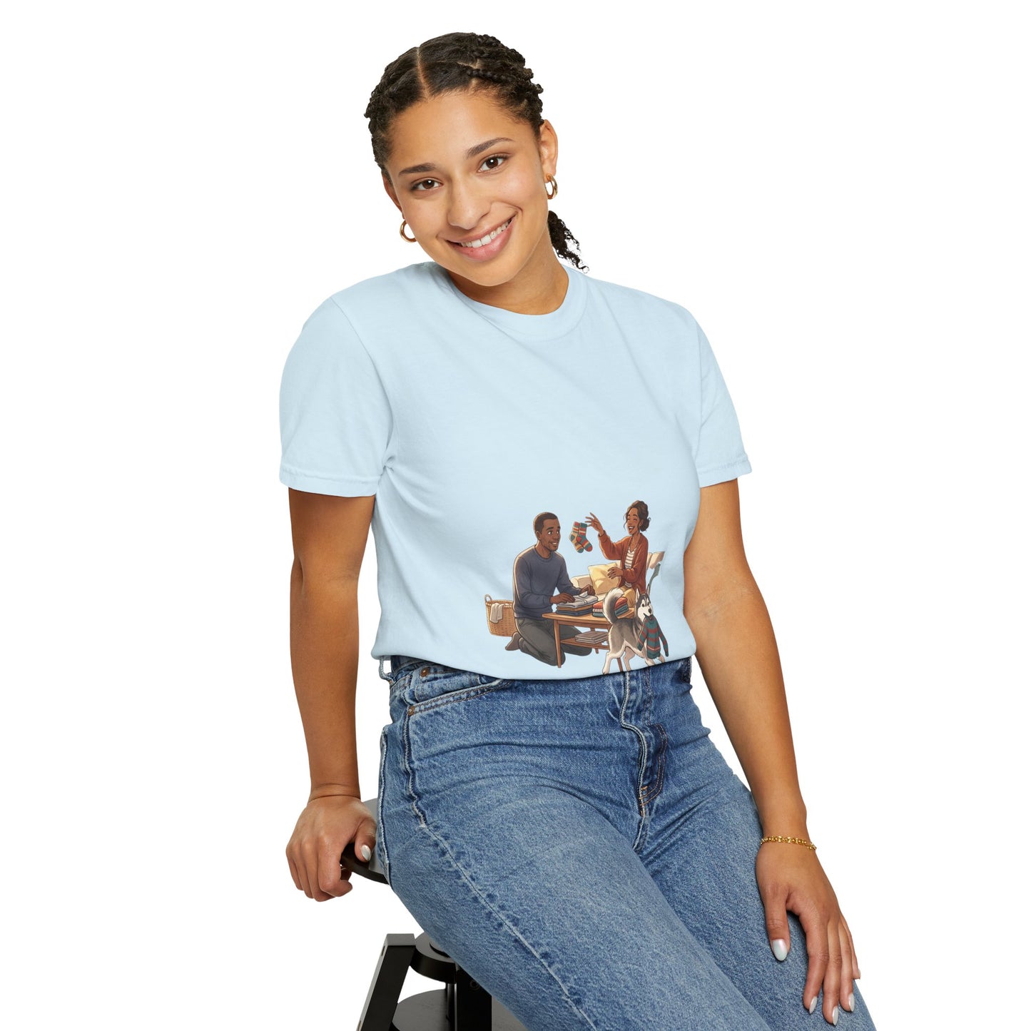 Picnic Cheers T-Shirt — Vintage Couple & Dog Illustration Tee