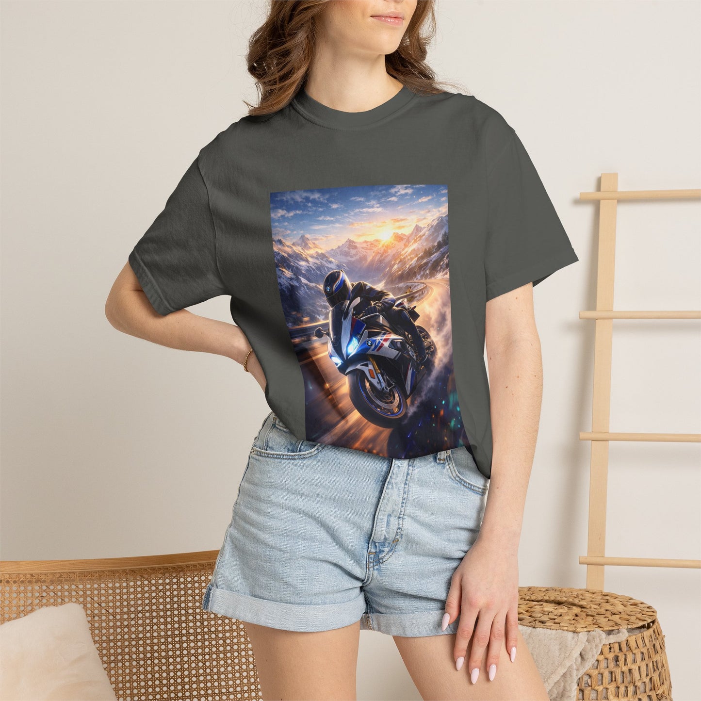 BMW S1000RR ALPINE GHOST RIDE - T‑Shirt — Sportbike Skyline Graphic Tee