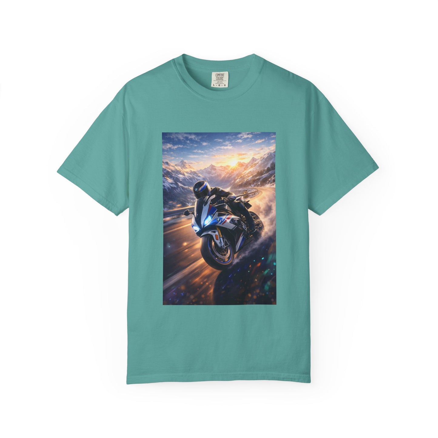 BMW S1000RR ALPINE GHOST RIDE - T‑Shirt — Sportbike Skyline Graphic Tee
