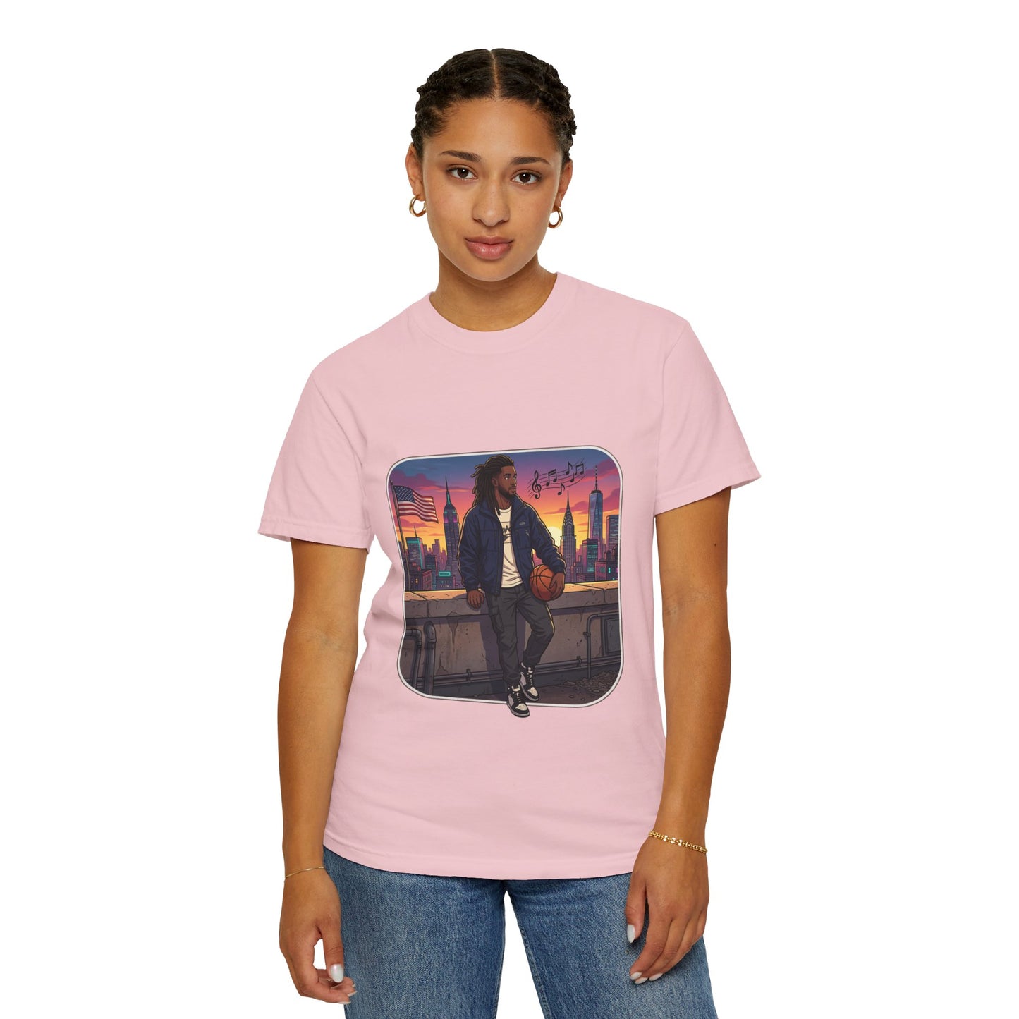 City Sunset Basketball Player T-Shirt — Urban Hoop Lifestyle Tee