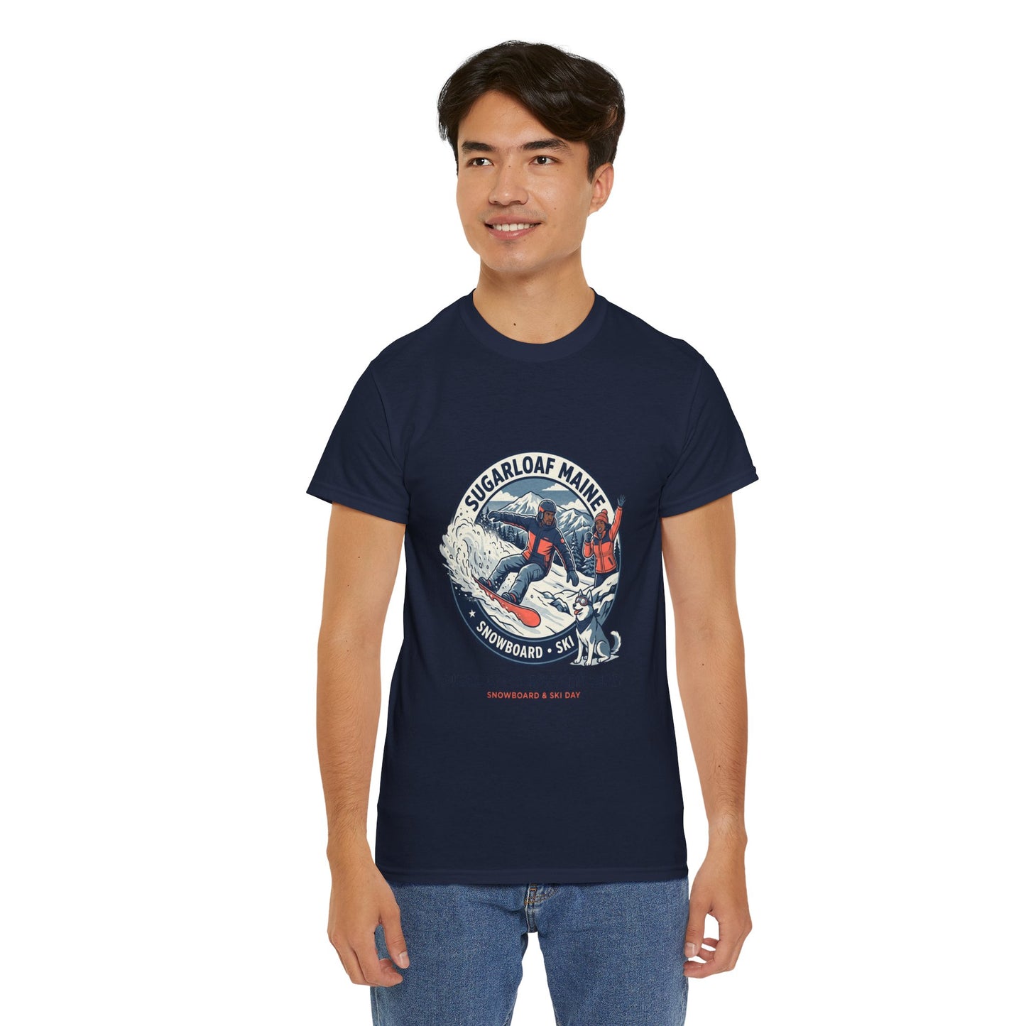 Sugarloaf Maine Snowboard & Ski T‑Shirt — Sugarloaf‑Carrabassett Valley Retro Graphic Tee